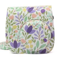 Protective Camera Case for Fujifilm Instax Mini 8 Mini 8+ Mini 9 Instant Camera with Removable Shoulder Strap, PU Leather (Case for Fujifilm Instax Mini 8/8+/9, Flower Green)