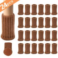 24PCS Furniture Pads High Elastic Floor Protectors Non Slip Chair Leg Feet Socks Covers Furniture Caps Set, Fit Diameter from 1" to 2",Knitted Furniture Pads Brown