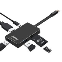 DESIOLE USB-C Hub，HDMI 4K Output TF SD Card Reader Memory Stick USB 3.0 with Type-c Charging Port for MacBook Pro/Google Pixel and More Multi-Port