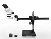 Parco Scientific Binocular Zoom Stereo Microscope, 10x WF Eyepiece, 0.7X-4.5X Zoom, 3.5X-90x Magnification, 0.5X & 2X Auxiliary Lens, Gliding Arm Boom Stand, 144-LED Ring Light with Intensity Control