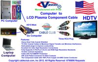 Computer Video Port to HDTV Video Cable -10 Ft Component RCA Breakout Cable - HD15M - 3 RCA