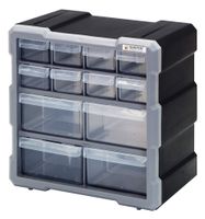Quantum Storage Systems PDC-12BK Clear Plastic Drawer Cabinet, 12 Drawers