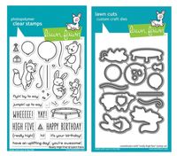 Lawn Fawn Really High Five 4"x6" Clear Stamp Set and Coordinating Custom Craft Die Set (LF2215, LF2216), Bundle of 2 Items