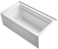 KOHLER K-1123-RA-0 Archer 5-Foot Bath with Comfort Depth Design, Integral Apron and Right-Hand Drain, White