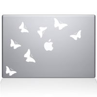 The Decal Guru 1029-MAC-15P-W Butterflies Decal Vinyl Sticker, 15" Macbook Pro (2015 & older), White