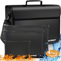 Large Fireproof Document Bag(2500℉), Document Safe Bags, 4 Pack Waterproof and Fireproof Document Bags, 3-Layer Fire and Water Proof Document Bags, Safe Bags for Cash,Jewelry,Valuables,Passport, Black