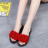 Hemlock Women Slipper Summer Sandals Flower Beach Flip Flops Shoes Slipper Home Flip Flops (US:7, Red)