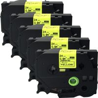 NEOUZA 5PK Compatible for Brother P-Touch Laminated Tze TZ Label Tape Cartridge 24mm x 5m (TZe-C51 Black on Fluorescent Yellow)