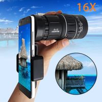 AutumnFall Monocular Telescope, 2017 New 16x52 Zoom Hiking Dual Focus Optical Lens Monocular Telescope 66M/8000M Phone Holder Pouch For Cellphone (Black)