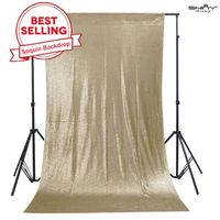 ShinyBeauty Backdrop Curtains Matte Gold Sequin Photo Backdrop 48inx84in Sequin Fabric 4FTx7FT