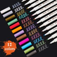 Sunshilor Metallic Markers Fine Point Metallic Marker Pens for Black Paper, Art Rock Painting, Easter Egg, Halloween Pumpkin, Card Making, Metal, Ceramics, Wine Glass, Set of 12