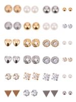 BBTO 24 Pairs Stud Earrings Crystal Pearl Earring Set Ear Stud Jewelry for Girls Women Men, Silver and Gold (Sliver & Gold)