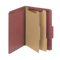 Smead 100% Recycled Pressboard Classification File Folder, 2 Dividers, 2" Expansion, Letter Size, Red, 10 per Box (14024)