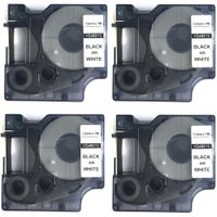 NEOUZA 4PK Compatible for DYMO D1 Standard Label Tape 1/2" x 23' 12mm x 7m (Black on White 45013 S0720530)