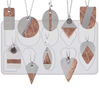FUNSHOWCASE Geometry Pendant Jewelry Casting Epoxy Silicone Mold with Holes for Concrete Plaster Polymer Clay, 10-Cavity