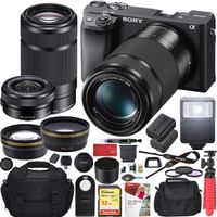 Sony a6400 4K Mirrorless Camera ILCE-6400L/B (Black) with 16-50mm f/3.5-5.6 and 55-210mm F4.5-6.3 2 Lens Kit and 0.43x Wide Angle + 2.2X Telephoto + Deco Gear Extra Battery Remote & Flash Bundle