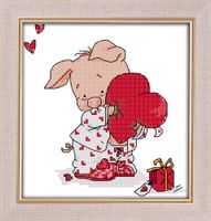 Cross Stitch Kits, Love Piggy Pig Animals Awesocrafts Easy Patterns Cross Stitching Embroidery Kit Supplies Christmas Gifts, Stamped or Counted (Piggy, Counted)