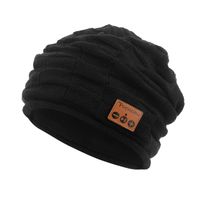 Pococina Upgraded 4.2 Bluetooth Beanie Music Hat Winter Knit Hat Cap Wireless Headphone Musical Speaker Beanie Hat as Christmas Birthday Gifts for Men Women Teen Girls Boys, Built-in Mic - 014 Black
