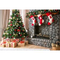 Muzi 5x7ft Christmas Tree Socks Gifts Photography Backdrop Digital Printing Backdrop Indoors Background Newborn Children Photo Studio Prop D-3146