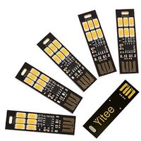 Yitee 5pcs USB Light Keychain Super Bright 6 LEDs Mini USB Light Lamp with Smart Touch Electrodeless Dimming Switch for Laptop Keyboard Light(Warm White）