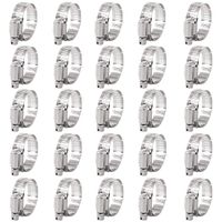 Keadic 25Pcs Adjustable Fuel Line Clips Worm Gear Hose Clamp Assortment Kit for Various Pipes Automotive Mechanical Use - 304 Stainless Steel (21-38mm)