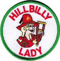 Shriner Crutch Hillbilly Lady Emblem Round Iron-On Patch [White - 3"]