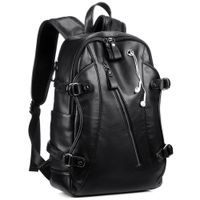 Backpack for Men, KISSUN 15.6 inch Business PU Soft Leather Anti Theft Backpack for Men School College Bookbag Laptop Computer Bags, PU Leather Travel Backpack with Headphone Ports