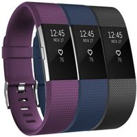 Amzpas for Fitbit Charge 2 Bands, 3 Pack, Small Large Adjustable Replacement Accessory Wristbands Bracelet for Fitbit Charge 2 Women & Men (.Black+Blue+Plum, Small)