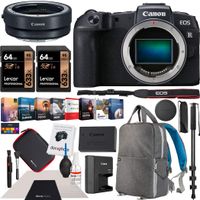 Canon EOS RP Full-Frame Mirrorless Digital Camera Body Only with EF-EOS R Lens Adapter & Deco Gear Photography Backpack Essential Accessories Kit Monopod 2X 64GB Memory Cards & Software Bundle