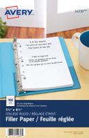 Avery Mini Binder Filler Paper, College Ruled, 5-1/2" x 8-1/2", 100 Sheets (14230)