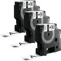 IND Vinyl Labels 3/4" 18445 Black on White 3 Pack