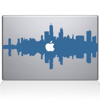 The Decal Guru Chicago City Skyline Decal Vinyl Sticker, 15" MacBook Pro (2015 & Older Models), Light Blue (2327-MAC-15P-LB)