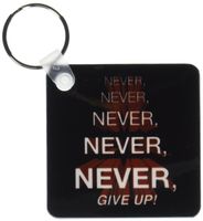 3dRose Winston Churchill Motivational Quote, Never, Never, Never, Give Up Key Chains, Set of 2 (kc_172015_1)