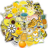 DZY Stickers for Water Bottles, 50 Pcs Hydro Flask Sticker Pack, Trendy VSCO Vinyl Aesthetic Stickers for Laptop Hydroflasks Skateboard, Waterproof Cool Cute Sticker for Teens Girls Adult, Yellow