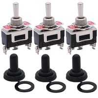 Twidec/Heavy Duty Rocker Momentary Toggle Switch 20A 125V SPDT 3 Position 3 Pin (ON)-Off-(ON) Switch with Metal Bat Waterproof Cap - Pack of 3, 2 Years Warranty Ten-123