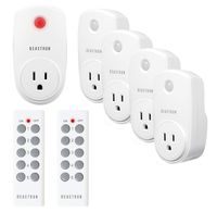 Beastron Remote Control Outlet Switch Power Plug in for Household Appliances, Wireless Light Switch, Up to 100 ft. Range, Fcc Certified, ETL Listed, White (Learning Code, 5RX-2TX)