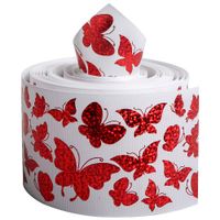 Laser Holographic Grosgrain Ribbon Animal Butterfly Printed 3" Wide 5 Yards DIY Hair Bow Valentine's Day Wedding Party Birthday Bridal Decoration (Butterfly)