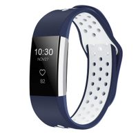iGK Silicone Replacement Bands Compatible for Fitbit Charge 2, Adjustable Breathable Sport Strap Smartwatch Fitness Wristband with Air Holes Blue White Small