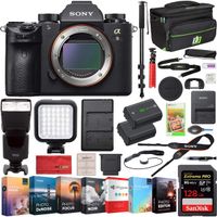 Sony ILCE9/B a9 Full Frame Mirrorless Interchangeable Lens Camera Body Bundle with 128GB Memory Card, Extra Battery, Monopod, Photo and Video Editing Suite, Camera Bag and Accessories (18 Items)