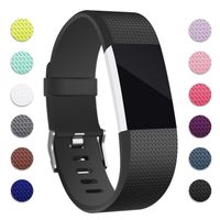 Hotodeal Band Compatible with Fitbit Charge 2 Band, Classic Soft TPU Adjustable Replacement Bands Fitness Sport Strap, Black Small