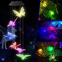 EpicGadget Butterfly Solar Light, Solar Butterfly Wind Chime Color Changing Outdoor Solar Garden Decorative Lights for Walkway Pathway Backyard Christmas Decoration Parties (Clear Wing Butterfly)