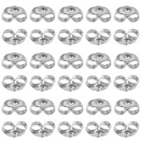 SANNIX 30pcs/15 Pairs Silver Plated Earring Backs Replacement Secure Ear Lockings (A)