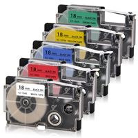 Absonic XR-18WE XR-18RD XR-18BU XR-18YW XR-18GN 18mm EZ-Label Tape Cartridge Compatible for Casio KL-120 KL-HD1-IH KL-750 KL-780 KL-820 CW-L300 KL-7000 KL-7200 KL-8100 LabelMaker, 3/4" x 26', 5-Pack