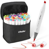 72 Colors Alcohol Markers, Ohuhu Brush & Chisel Double Tipped Sketch Marker for Kids, Artist, Alcohol Brush Art Marker Set Bonus 1 Blender for Sketching, Adult Coloring, Great Mother's Day Gift
