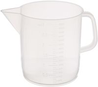 Globe Scientific 601159-1 Polypropylene Short Form Beaker with Handle, Molded Graduations, 3000mL Capacity