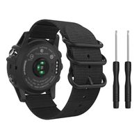 MoKo Band Compatible with Garmin Fenix 3, Fine Woven Nylon Adjustable Replacement Strap Fit Fenix 3/Fenix 3 HR/Fenix 5X/5X Plus/D2 Delta PX/Descent mk1, Double Buckle Ring, Black
