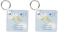 3dRose I Love You to the moon and back - Key Chains, 2.25 x 4.5 inches, set of 2 (kc_155825_1)
