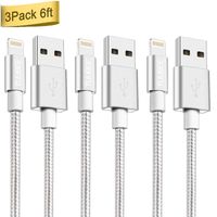 TUUBEE MFi Certified iPhone Cable 3 Pack 6FT Nylon Braided USB Fast Charging & Syncing Extra Long Cord Cell-Phone Charging Cable Compatible iPhone Charger XS/Max/XR/X/8 P/8/7/7P/6/iPad/iPod (silver01)