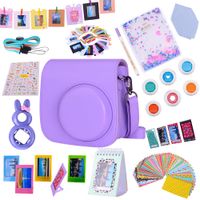Tiessic Instax Mini 9 Camera Accessories Bundles Compatible with Fujifilm Instax Mini 9 Mini 8 Mini 8+ Camera with Mini 9 Case,64 Photos Mini Photo Album,etc. (Purple，14 Items)