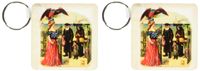 3dRose With Hebrew Writing America Welcomes Jewish Immigrants Early 1900s - Key Chains, 2.25 x 4.5 inches, set of 2 (kc_62327_1)